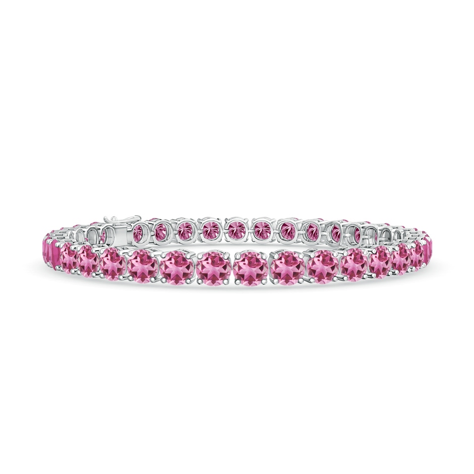 5mm AAA Classic Pink Tourmaline Linear Tennis Bracelet in White Gold 