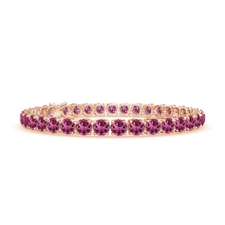 5mm AAAA Classic Pink Tourmaline Linear Tennis Bracelet in Rose Gold