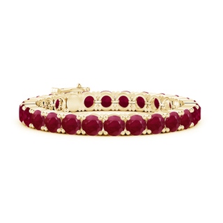 7mm A Classic Ruby Linear Tennis Bracelet in 10K Yellow Gold