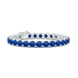 6mm AAA Classic Blue Sapphire Linear Tennis Bracelet in S999 Silver