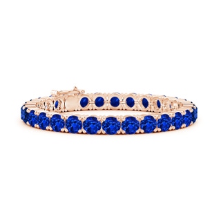 6mm Lab-Grown Classic Blue Sapphire Linear Tennis Bracelet in 10K Rose Gold