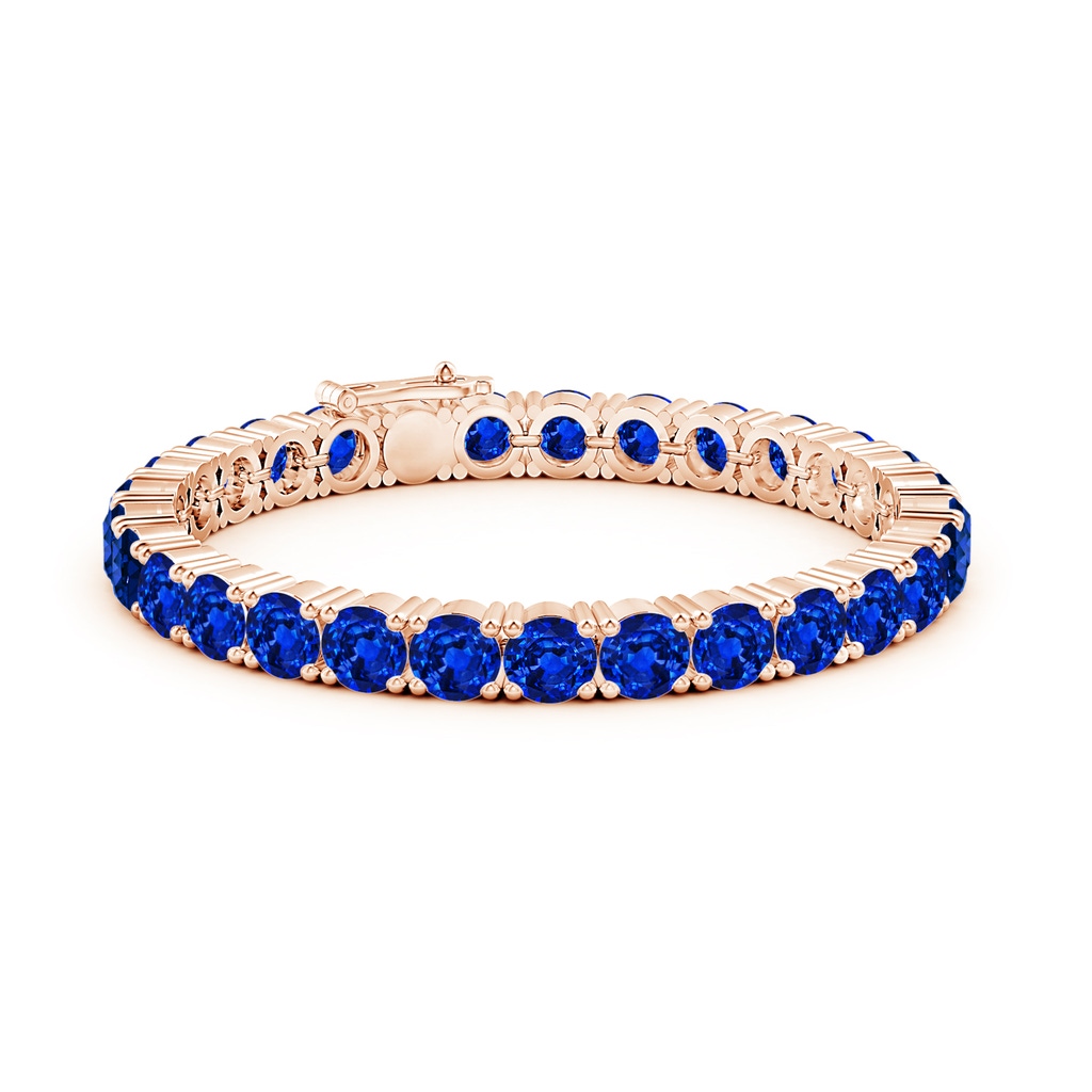 6mm Lab-Grown Classic Blue Sapphire Linear Tennis Bracelet in Rose Gold - side 199