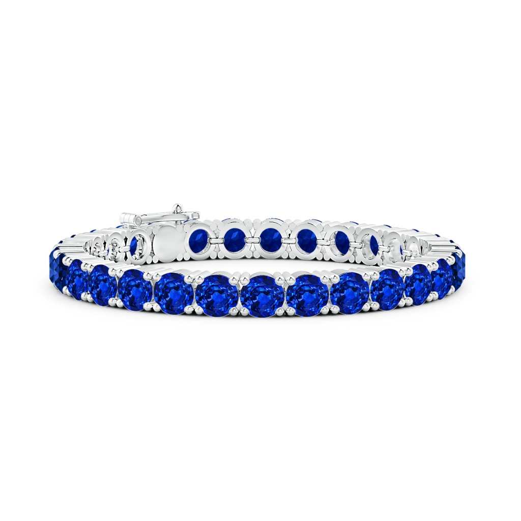 6mm Lab-Grown Classic Blue Sapphire Linear Tennis Bracelet in White Gold