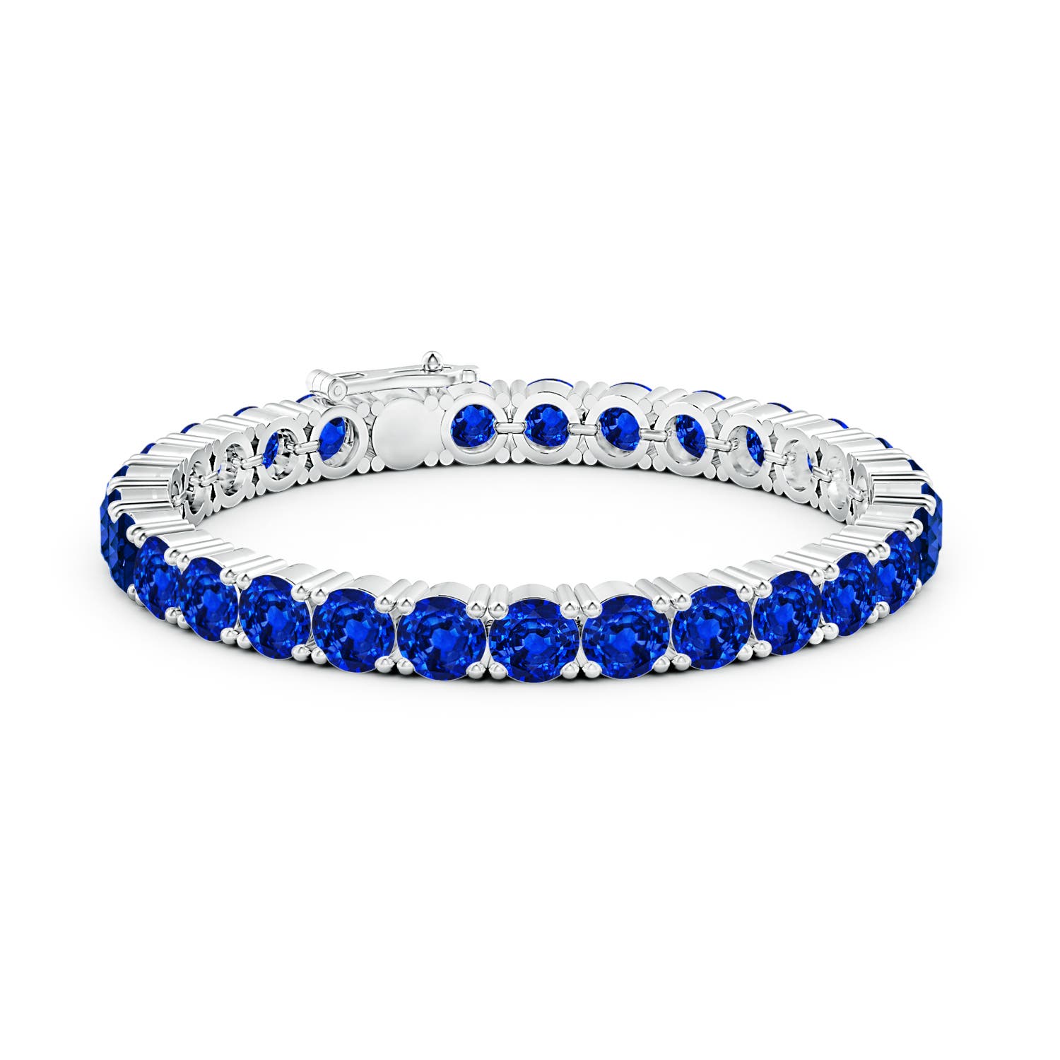 6mm AAAA Classic Blue Sapphire Linear Tennis Bracelet in White Gold - side 3