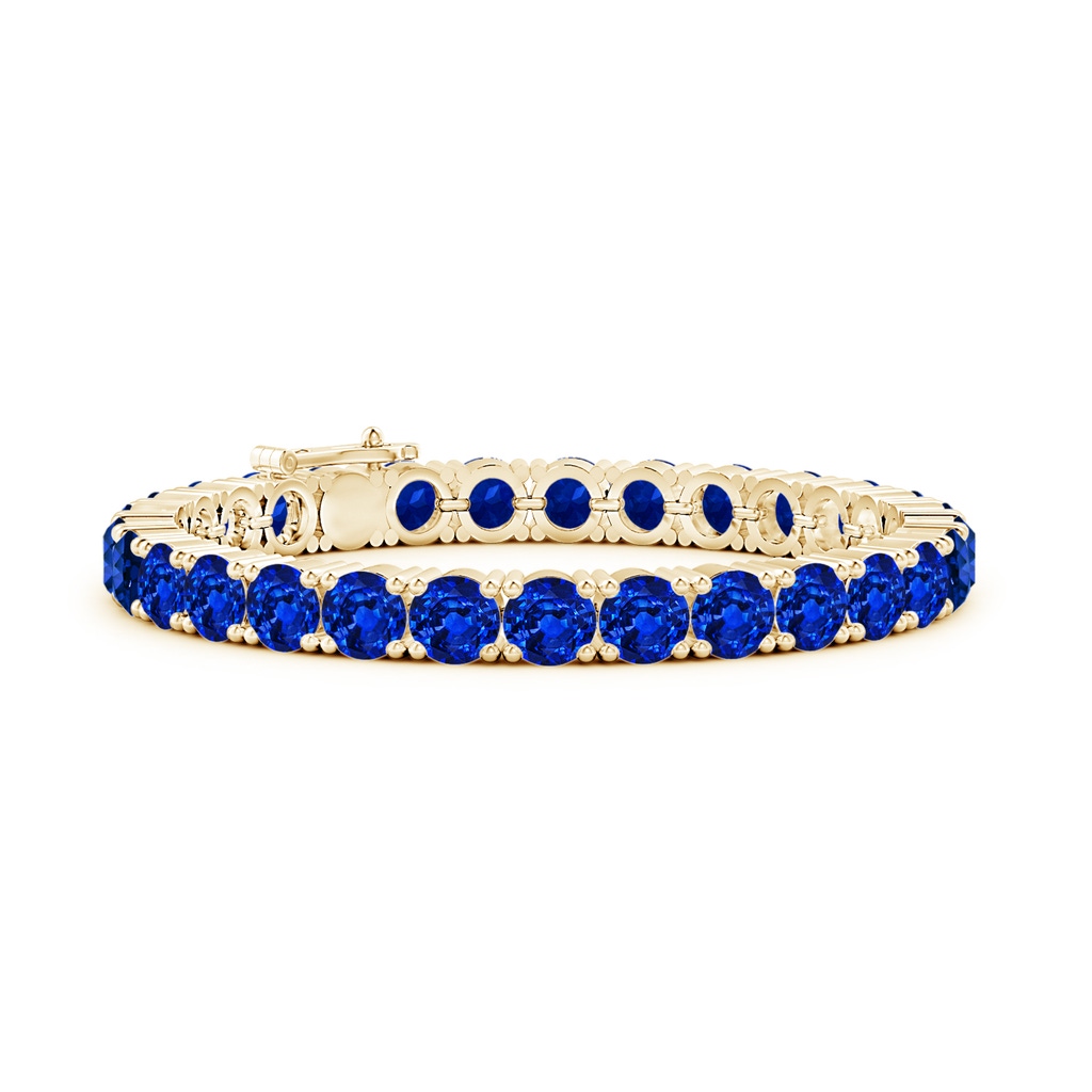 6mm AAAA Classic Blue Sapphire Linear Tennis Bracelet in Yellow Gold