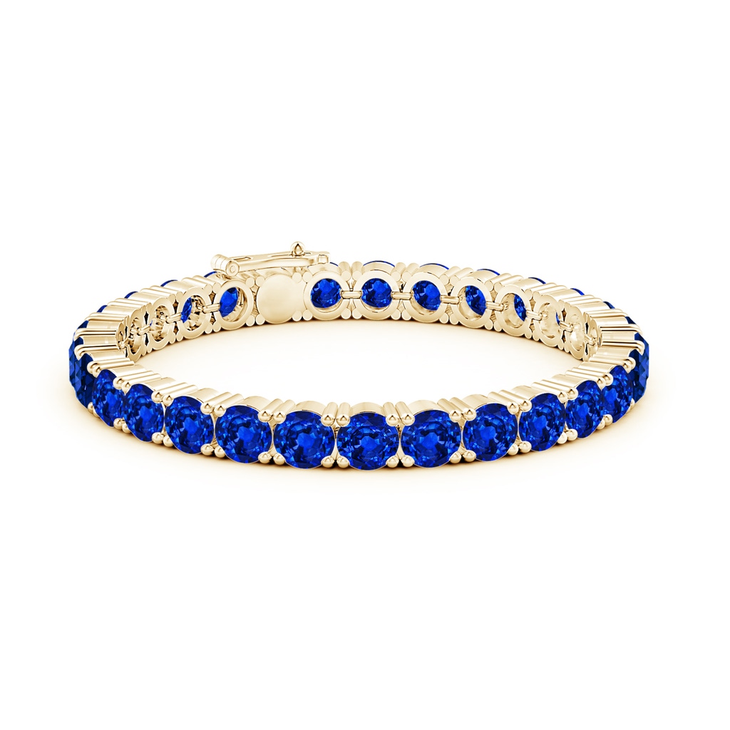 6mm Lab-Grown Classic Blue Sapphire Linear Tennis Bracelet in Yellow Gold - side 199