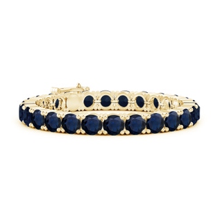 7mm A Classic Blue Sapphire Linear Tennis Bracelet in 10K Yellow Gold