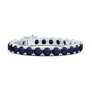 7mm A Classic Blue Sapphire Linear Tennis Bracelet in 9K White Gold