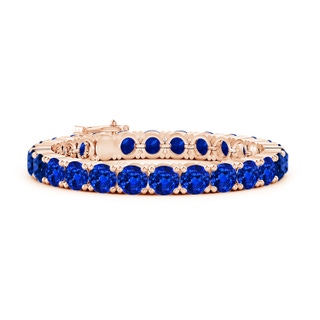 7mm Lab-Grown Classic Blue Sapphire Linear Tennis Bracelet in Rose Gold