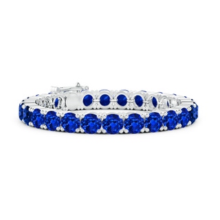 7mm Lab-Grown Classic Blue Sapphire Linear Tennis Bracelet in S999 Silver