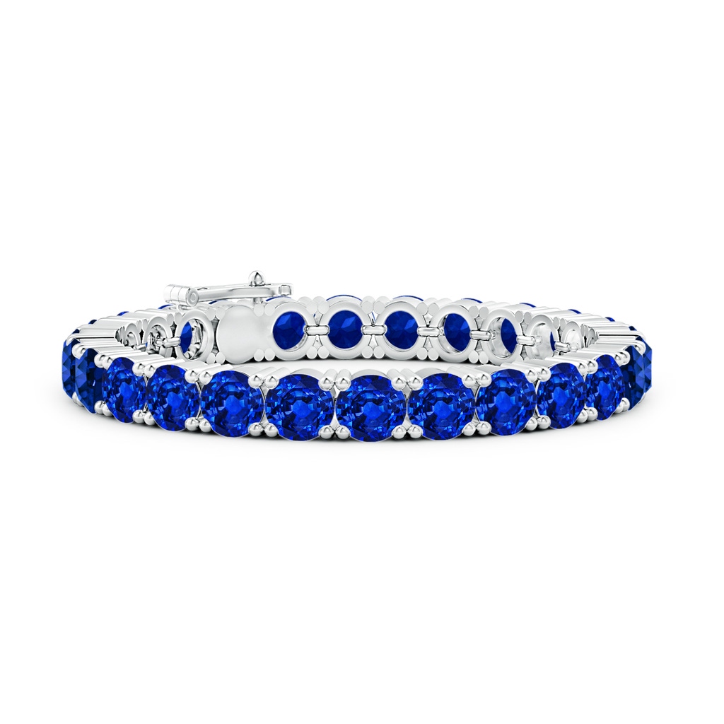 7mm AAAA Classic Blue Sapphire Linear Tennis Bracelet in White Gold 