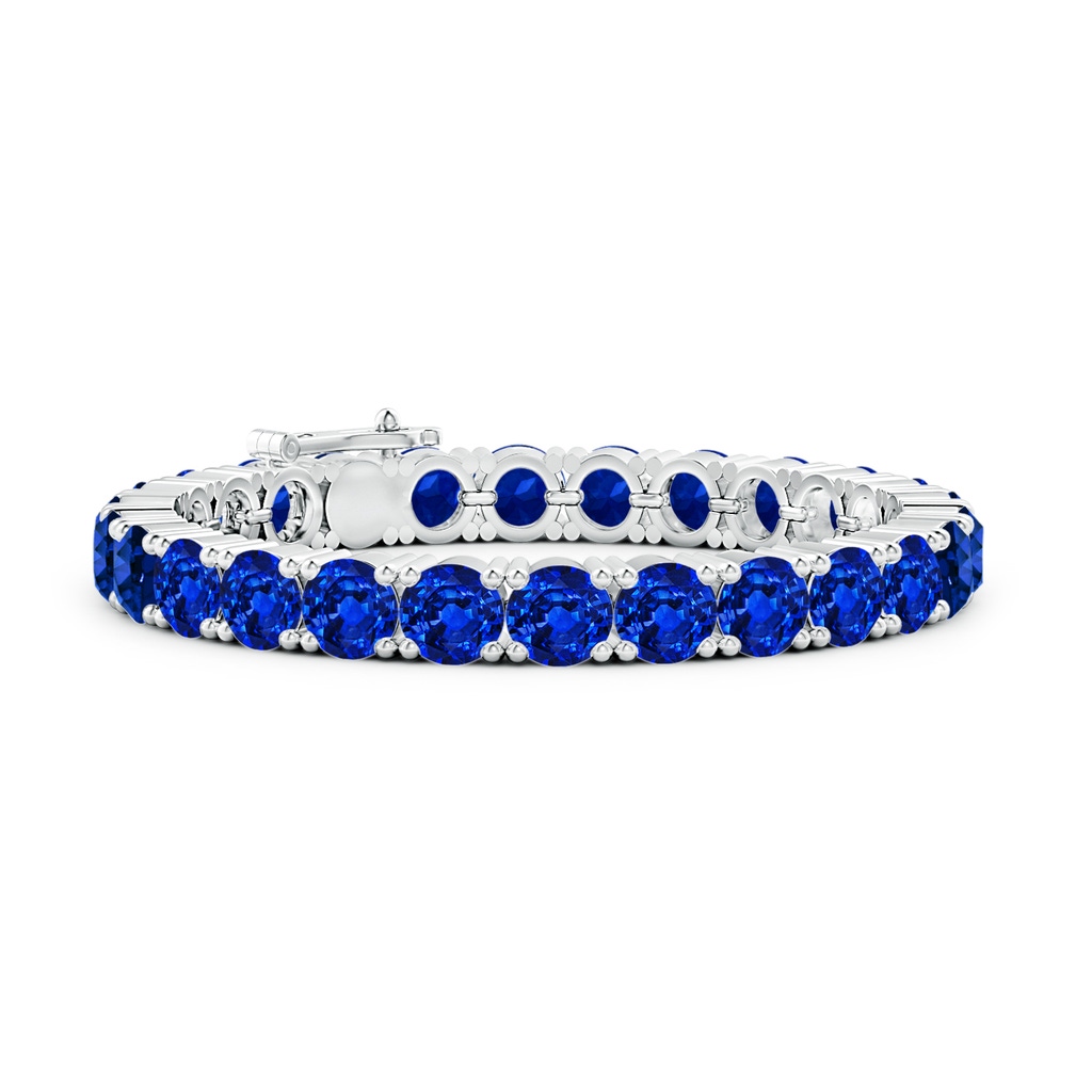 7mm AAAA Classic Blue Sapphire Linear Tennis Bracelet in White Gold