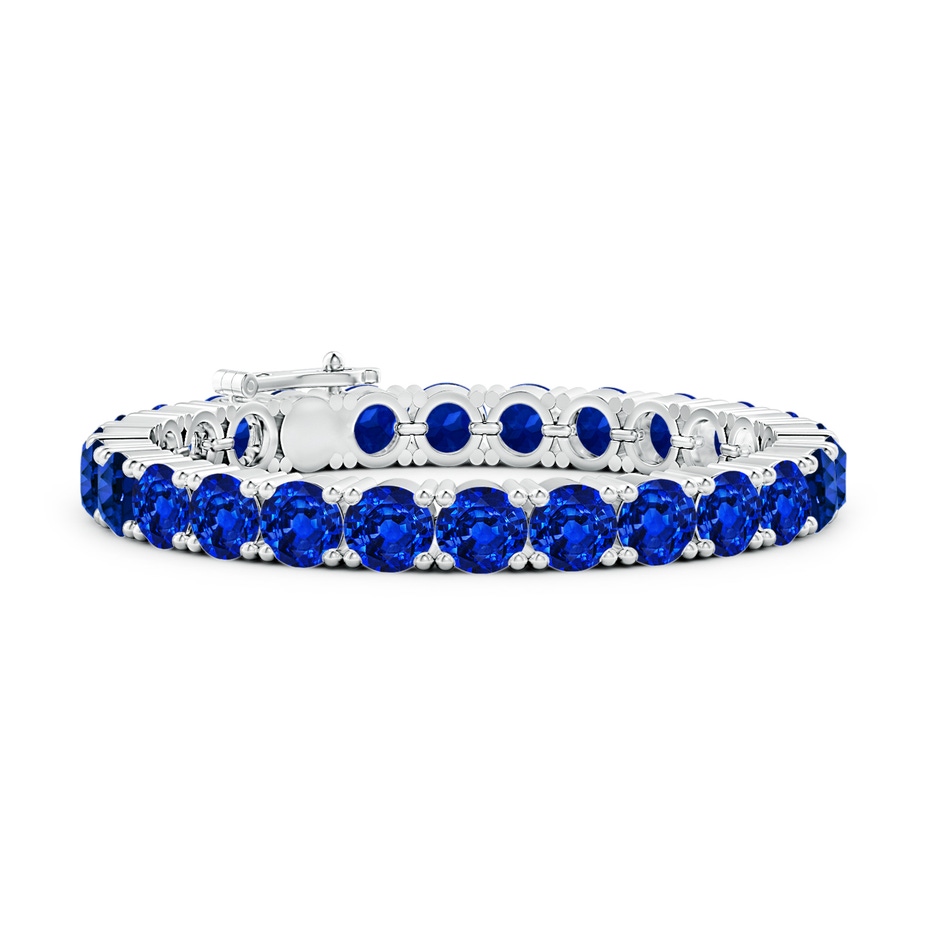 7mm Lab-Grown Classic Blue Sapphire Linear Tennis Bracelet in White Gold 