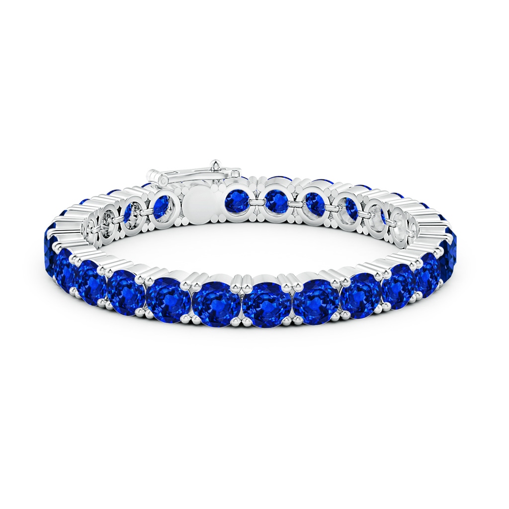 7mm AAAA Classic Blue Sapphire Linear Tennis Bracelet in White Gold Side 199