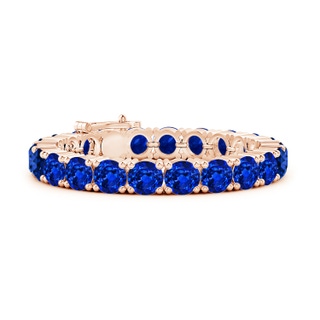 8mm Lab-Grown Classic Blue Sapphire Linear Tennis Bracelet in 10K Rose Gold