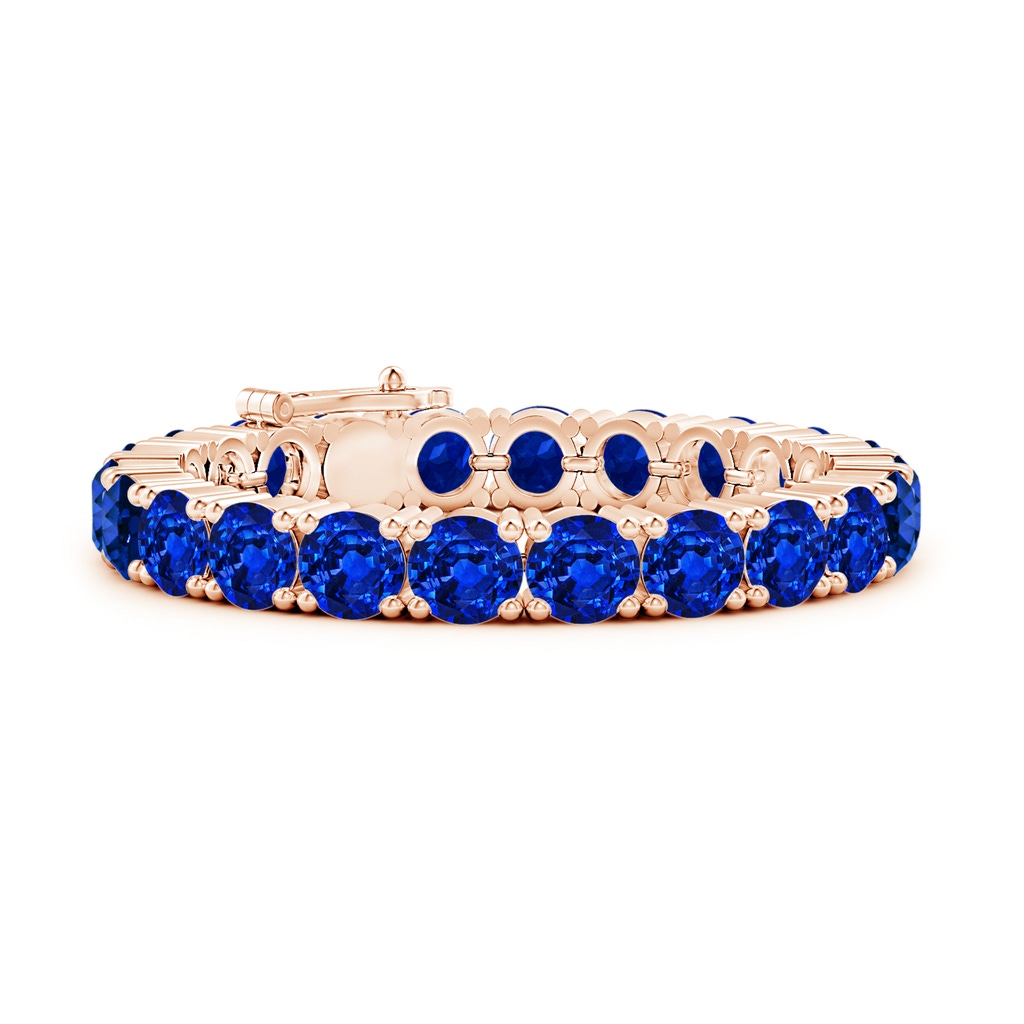 8mm AAAA Classic Blue Sapphire Linear Tennis Bracelet in Rose Gold