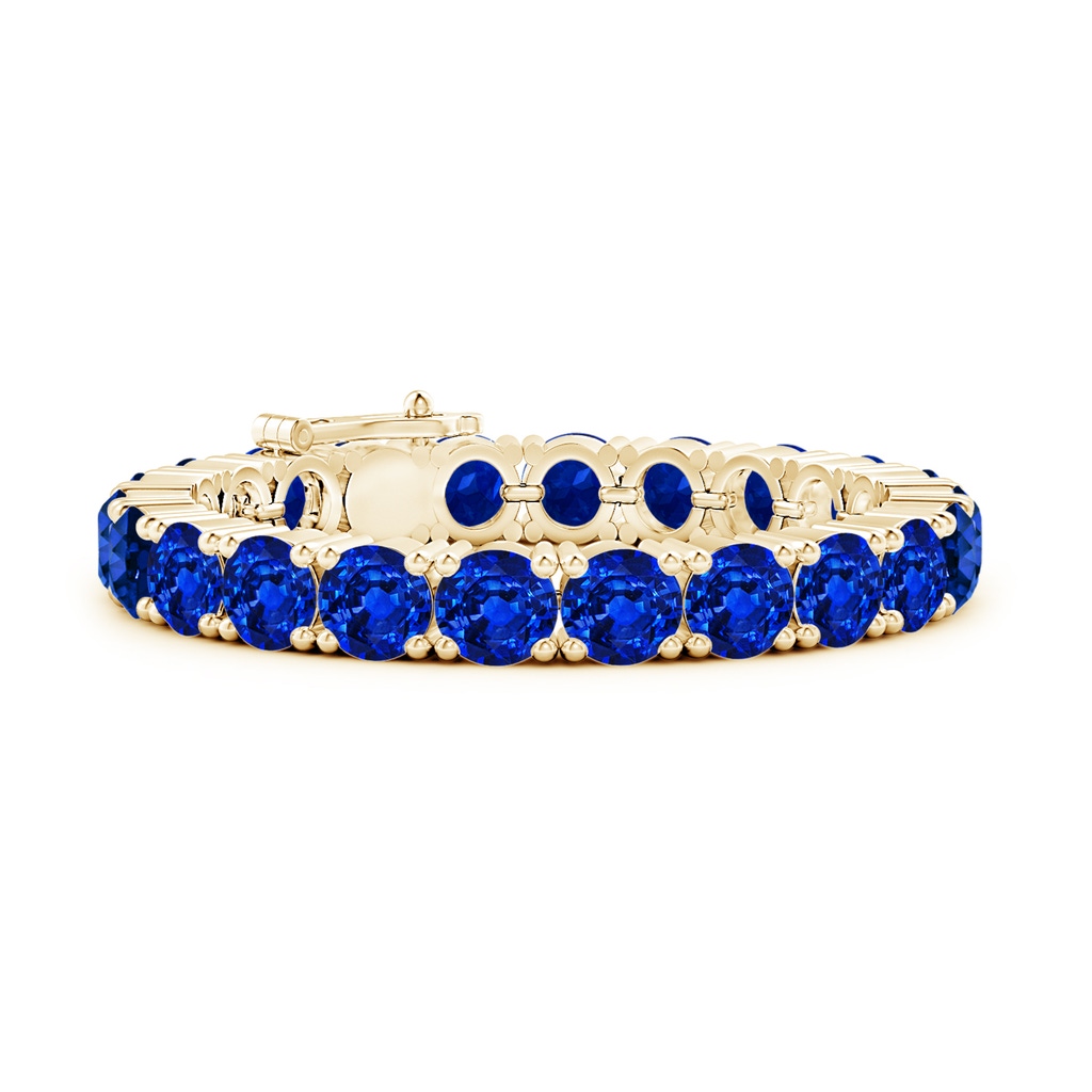8mm AAAA Classic Blue Sapphire Linear Tennis Bracelet in Yellow Gold