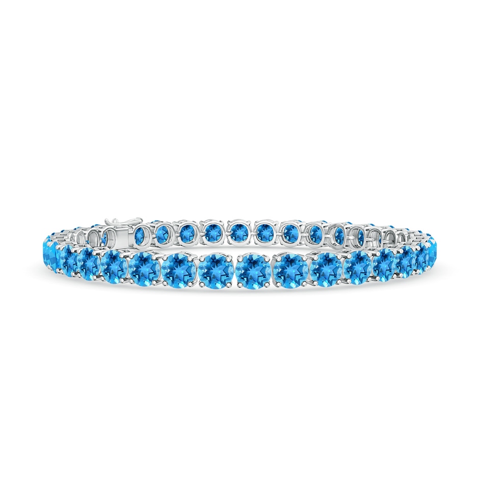 5mm AAA Classic Swiss Blue Topaz Linear Tennis Bracelet in S999 Silver 