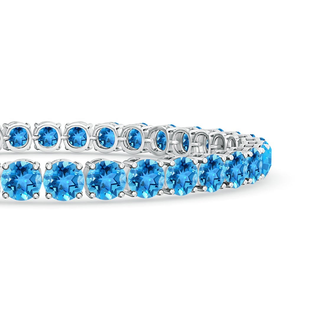 5mm AAA Classic Swiss Blue Topaz Linear Tennis Bracelet in S999 Silver - side 1