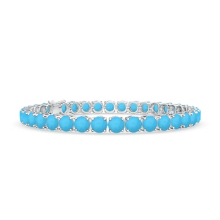 5mm AAA Classic Turquoise Linear Tennis Bracelet in White Gold