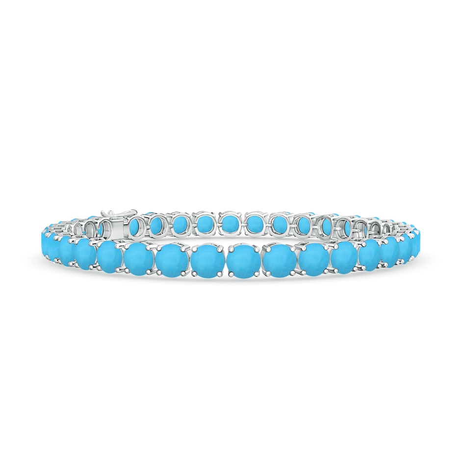 5mm AAA Classic Turquoise Linear Tennis Bracelet in White Gold 