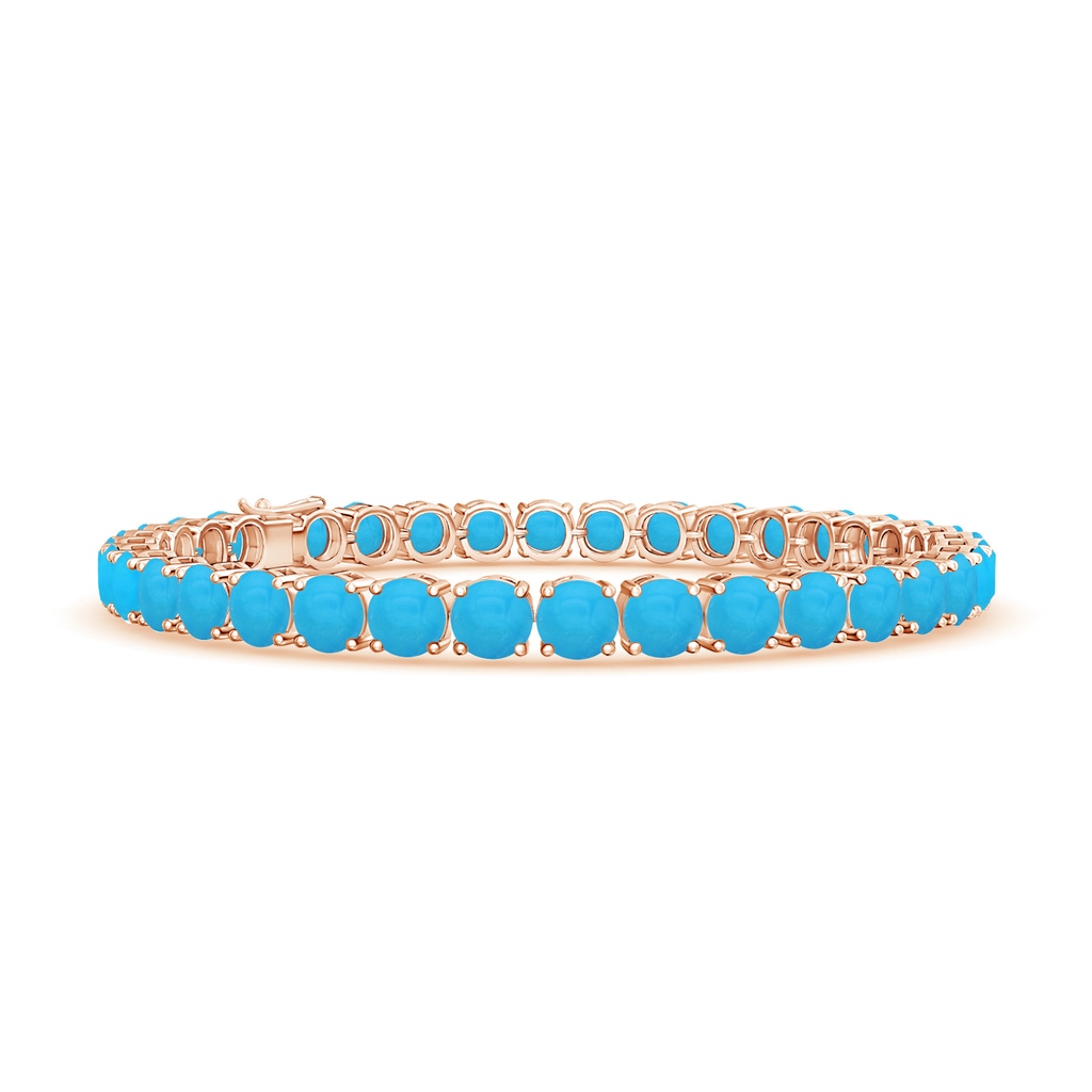 5mm AAAA Classic Turquoise Linear Tennis Bracelet in Rose Gold