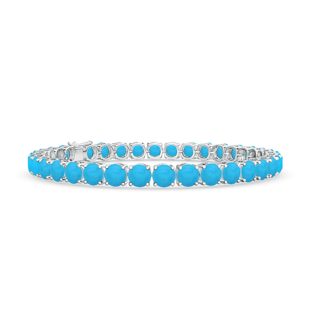 5mm AAAA Classic Turquoise Linear Tennis Bracelet in White Gold