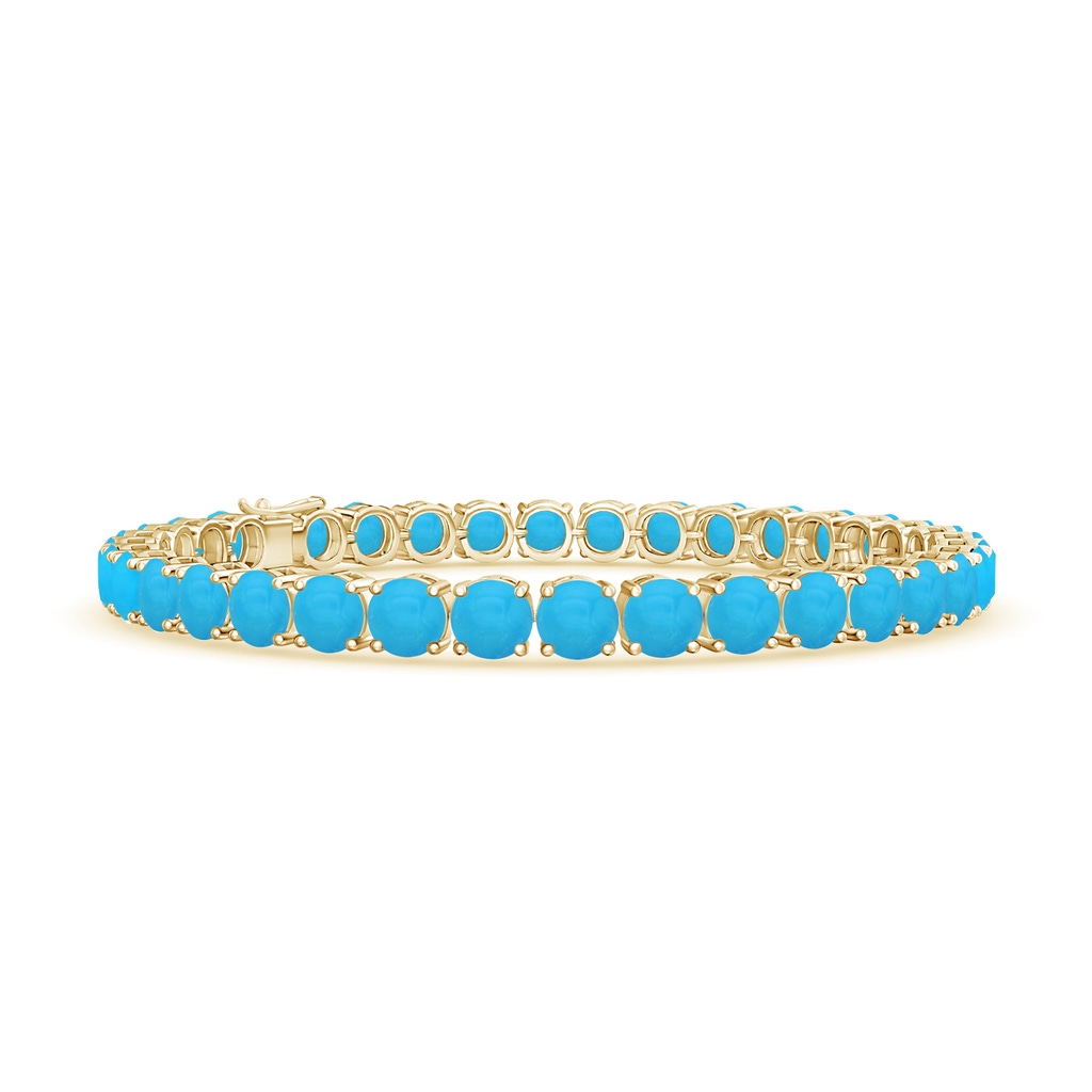 5mm AAAA Classic Turquoise Linear Tennis Bracelet in Yellow Gold