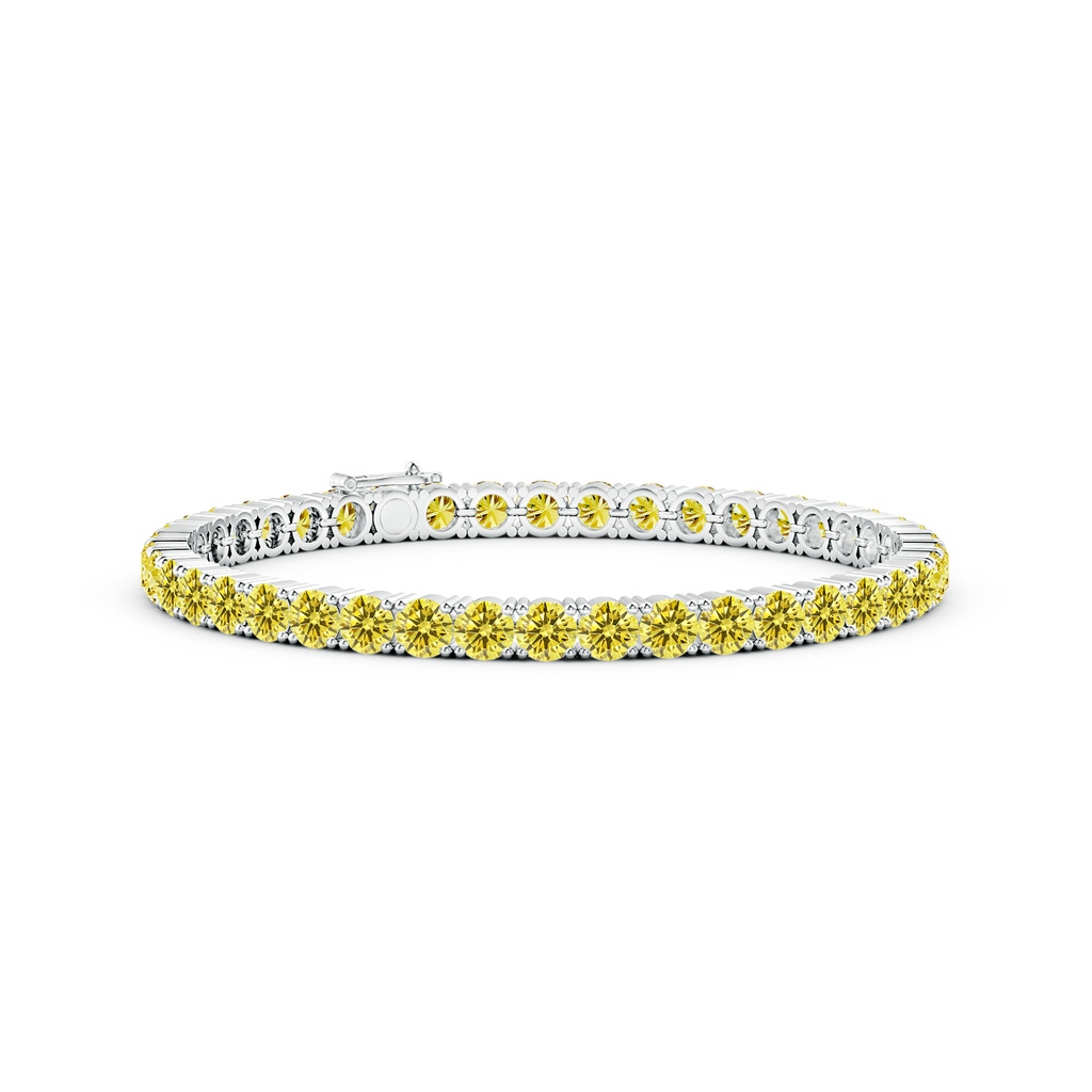 4mm AAAA Classic Fancy Intense Yellow Diamond Linear Tennis Bracelet in White Gold