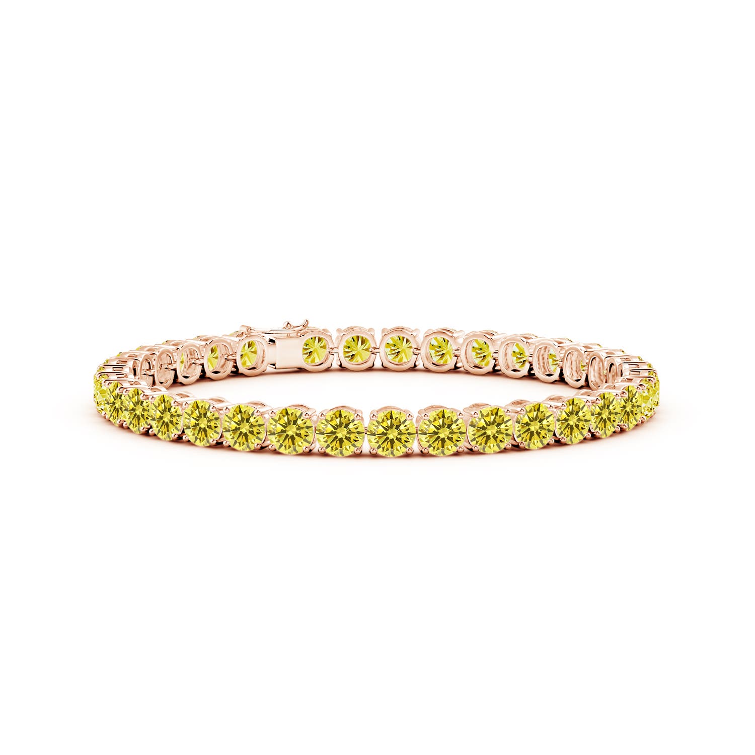 Angara 17.5 CTW Classic Fancy Intense Yellow Diamond Linear Tennis Bracelet in 18K Rose Gold