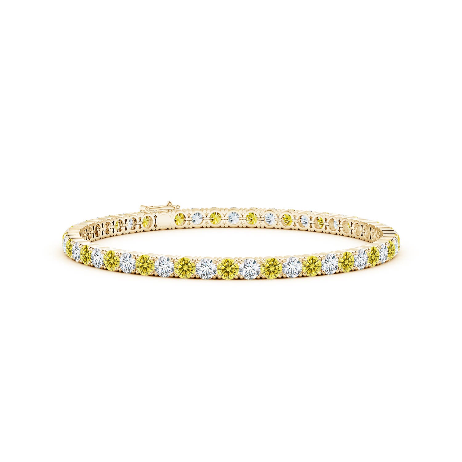 Angara 7.95 CTW Classic Fancy Intense Yellow and White Diamond Linear Tennis Bracelet in 18K Yellow Gold