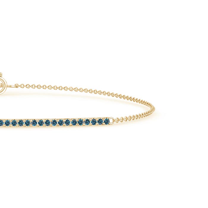 1.1mm AAA Blue Diamond Bar Bracelet in Yellow Gold - side 1