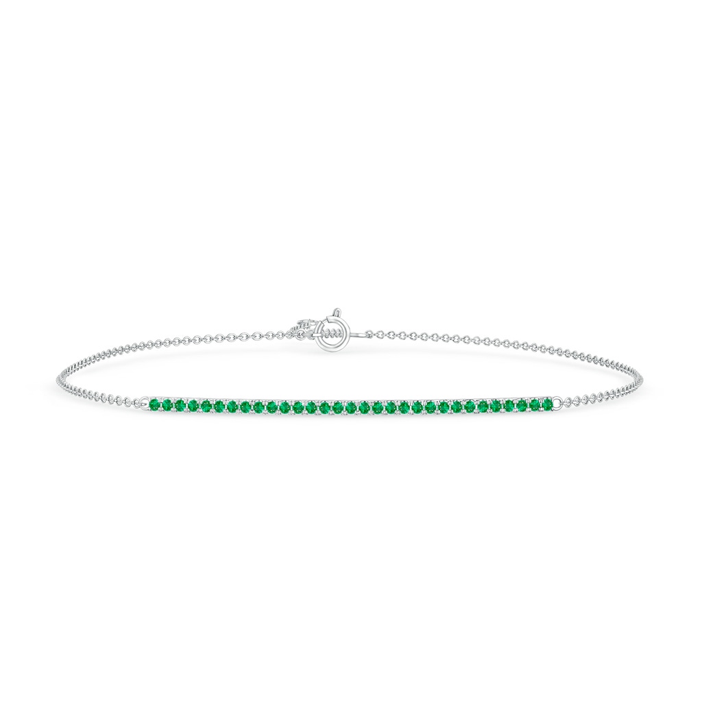 1.2mm AAA Emerald Bar Bracelet in White Gold