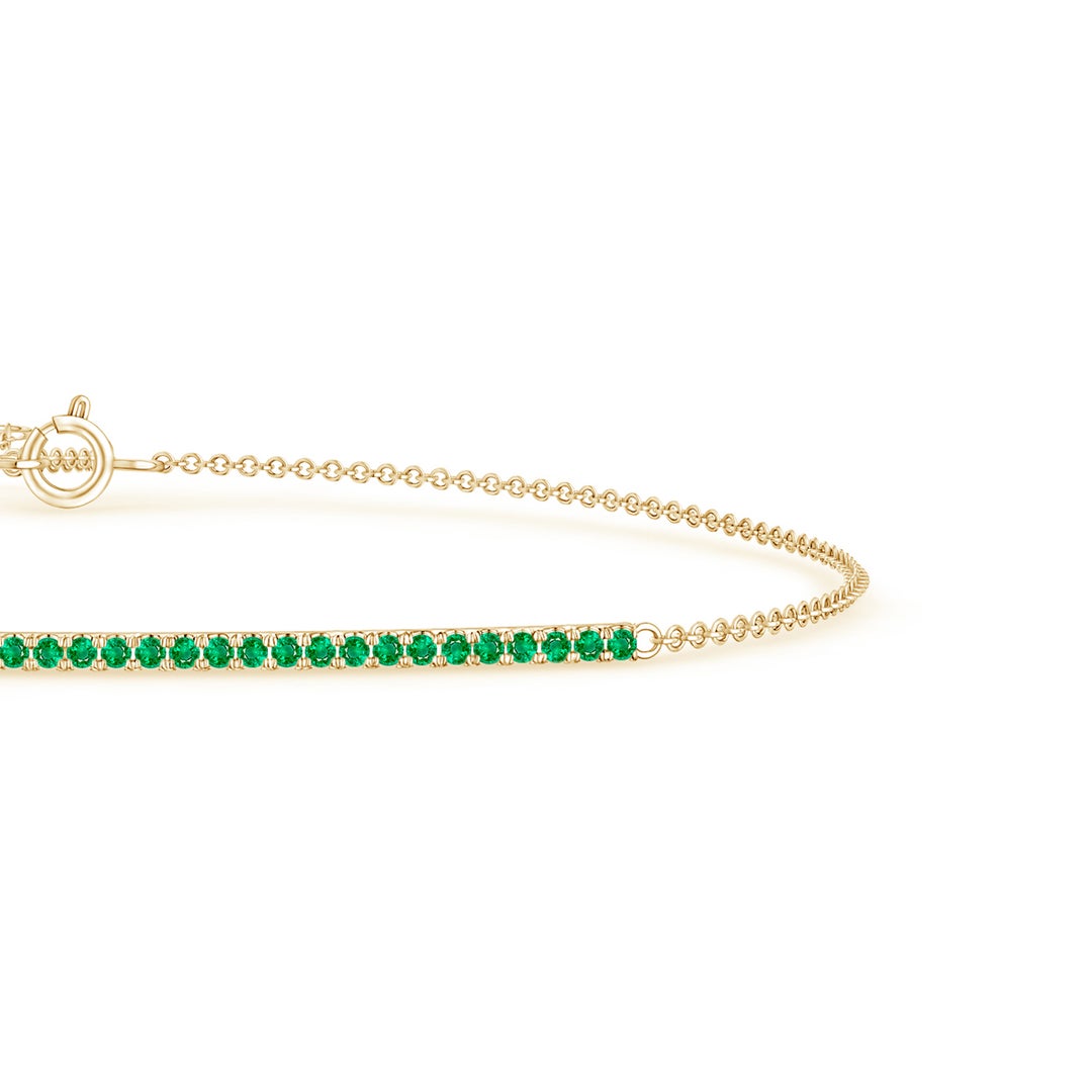 1.2mm AAA Emerald Bar Bracelet in Yellow Gold - side 2