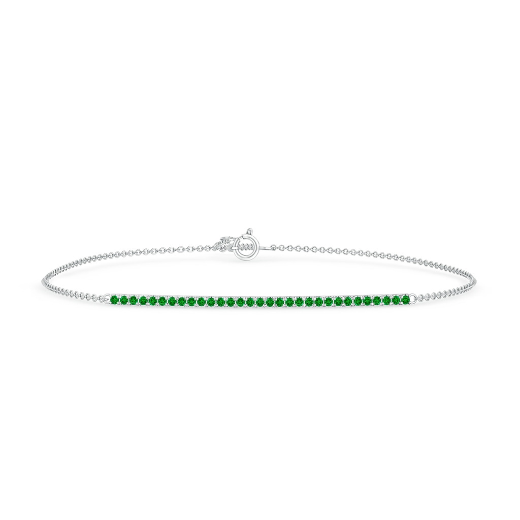 1.2mm AAAA Emerald Bar Bracelet in White Gold