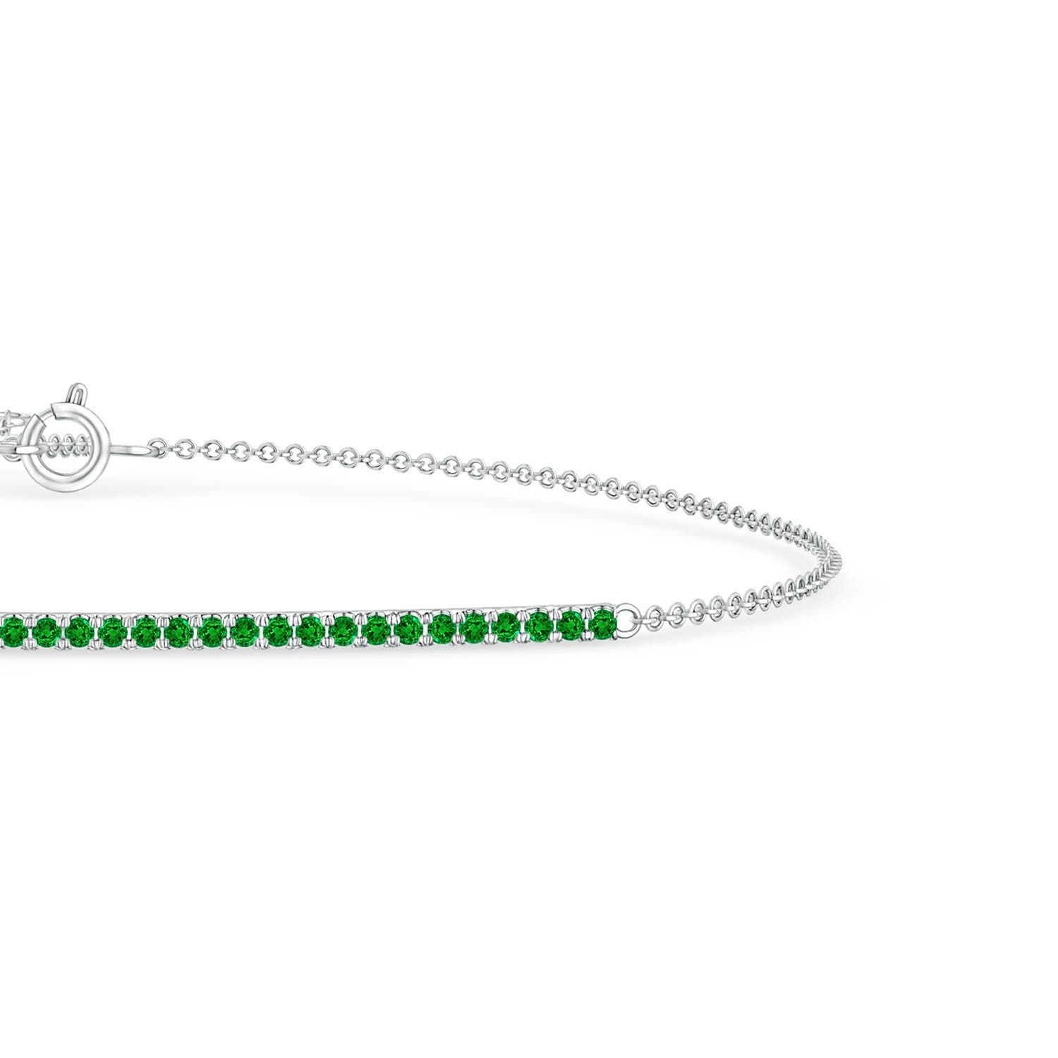 1.2mm AAAA Emerald Bar Bracelet in White Gold