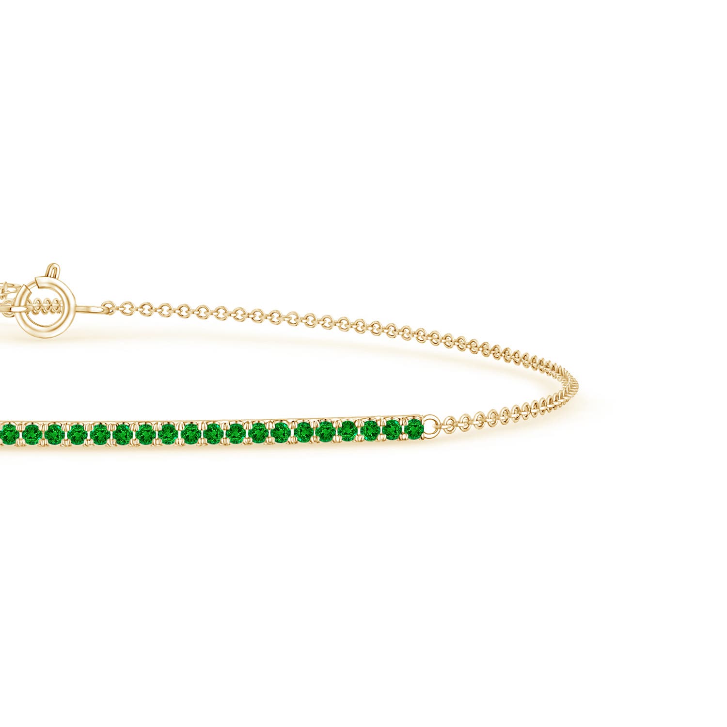 1.2mm AAAA Emerald Bar Bracelet in Yellow Gold