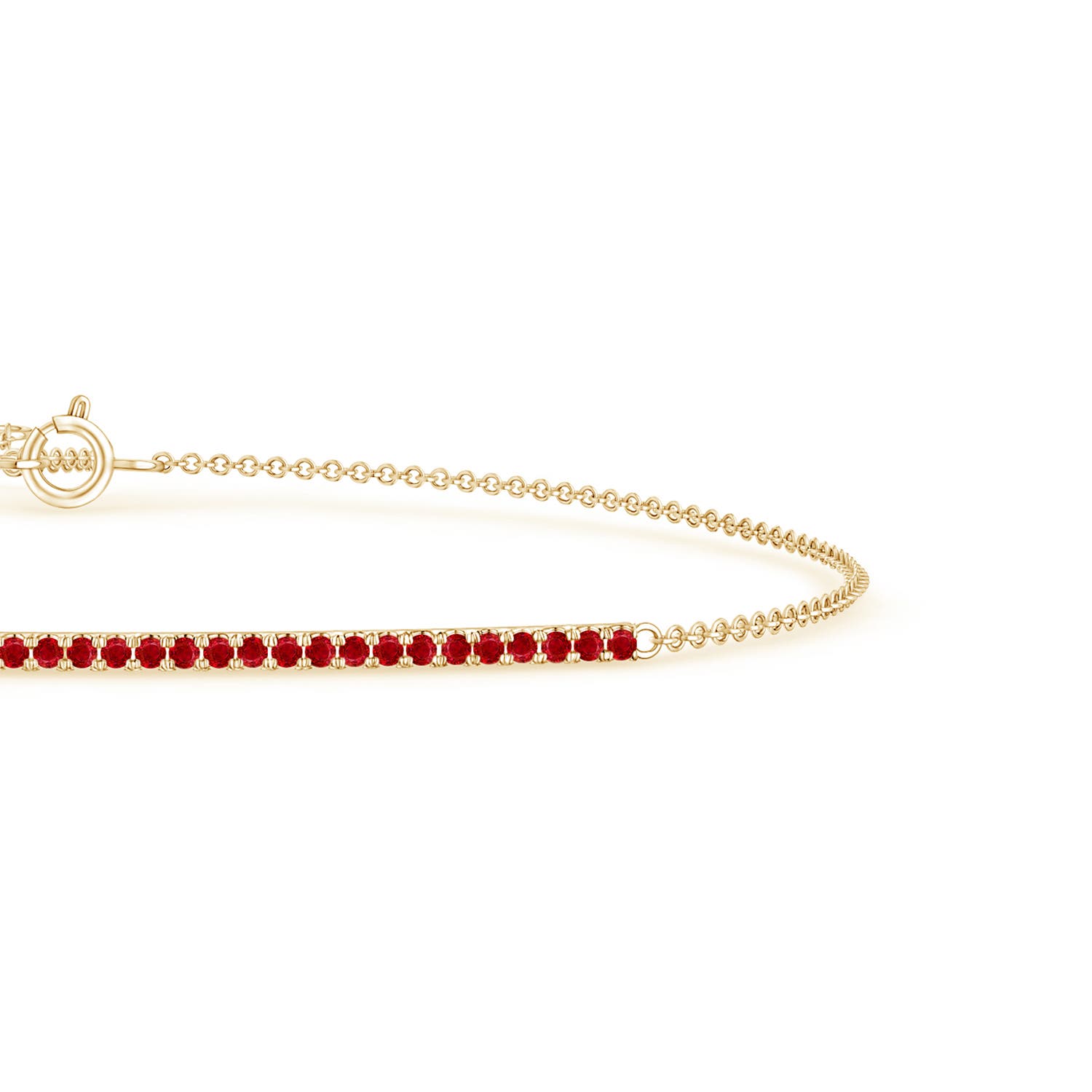1.2mm AAA Ruby Bar Bracelet in Yellow Gold - side 2