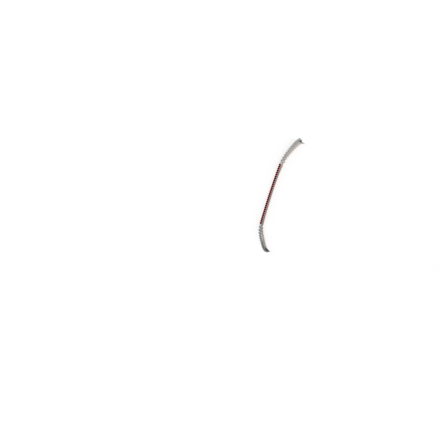 1.2mm AAAA Ruby Bar Bracelet in White Gold - body_arm