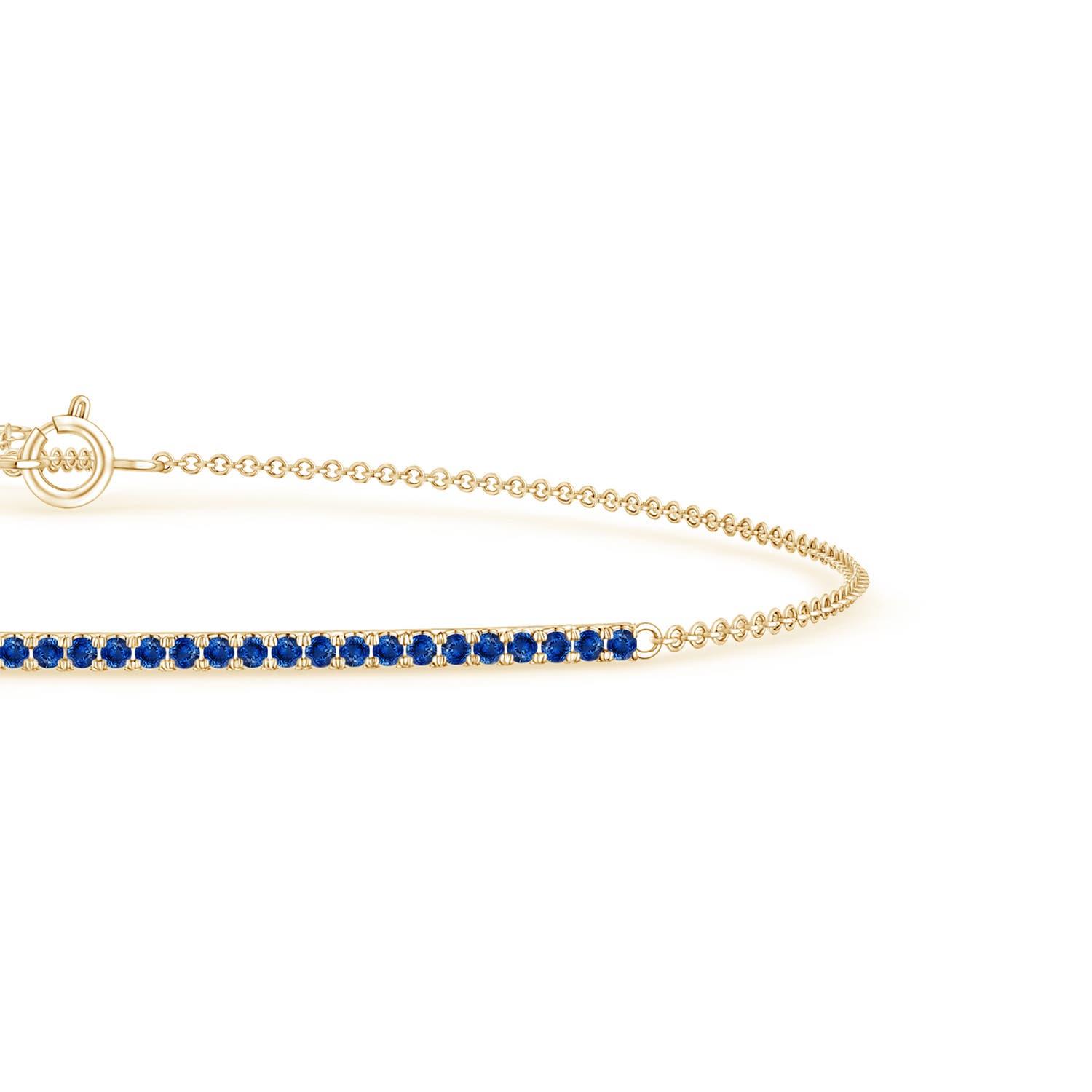 1.2mm AAA Blue Sapphire Bar Bracelet in Yellow Gold - side 3