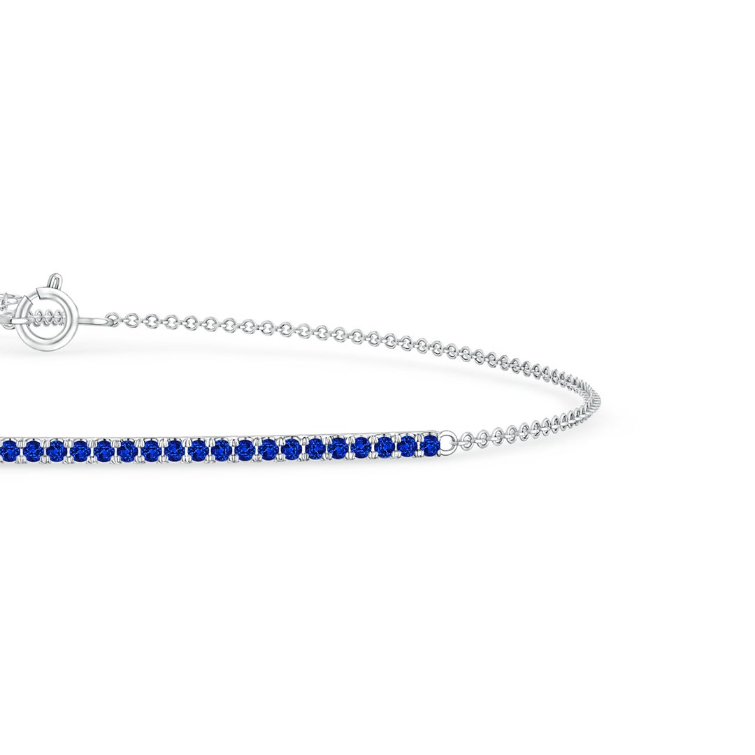1.2mm AAAA Blue Sapphire Bar Bracelet in White Gold - side 3