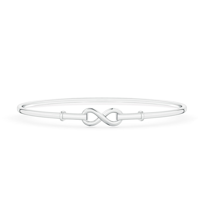 Infinity Symbol Polished Bangle Bracelet in White Gold