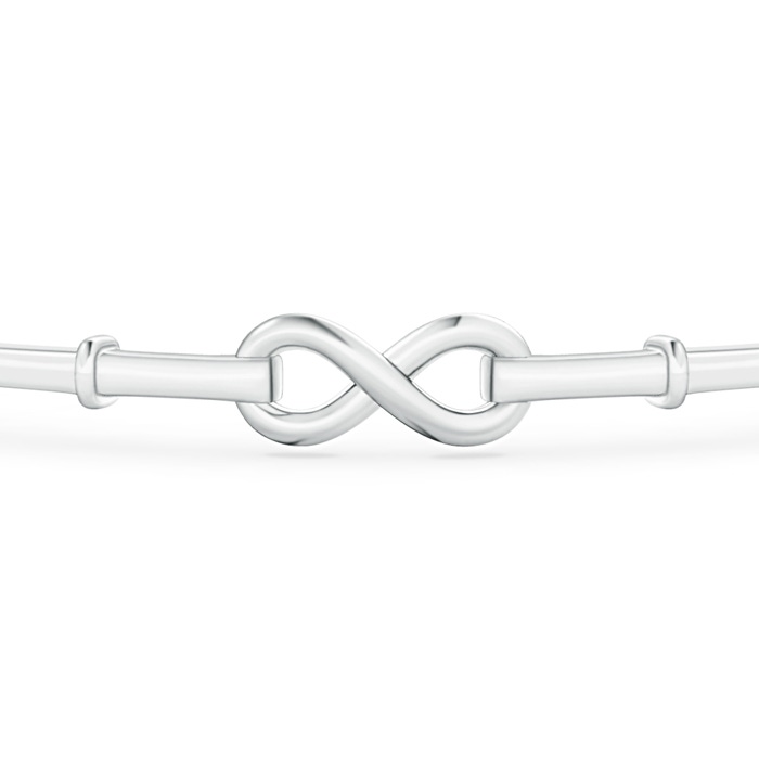 Infinity Symbol Polished Bangle Bracelet in White Gold Product Image