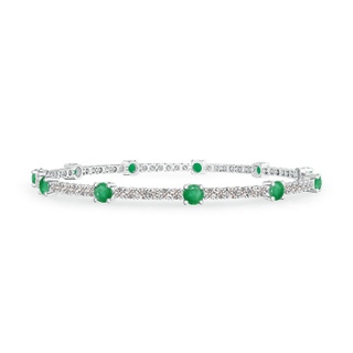 2.8mm A Diamond and Emerald Station Stackable Bracelet in 9K White Gold