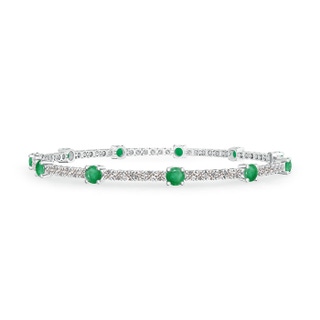 2.8mm A Diamond and Emerald Station Stackable Bracelet in White Gold