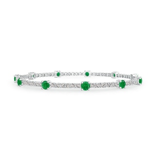 2.8mm AA Diamond and Emerald Station Stackable Bracelet in White Gold
