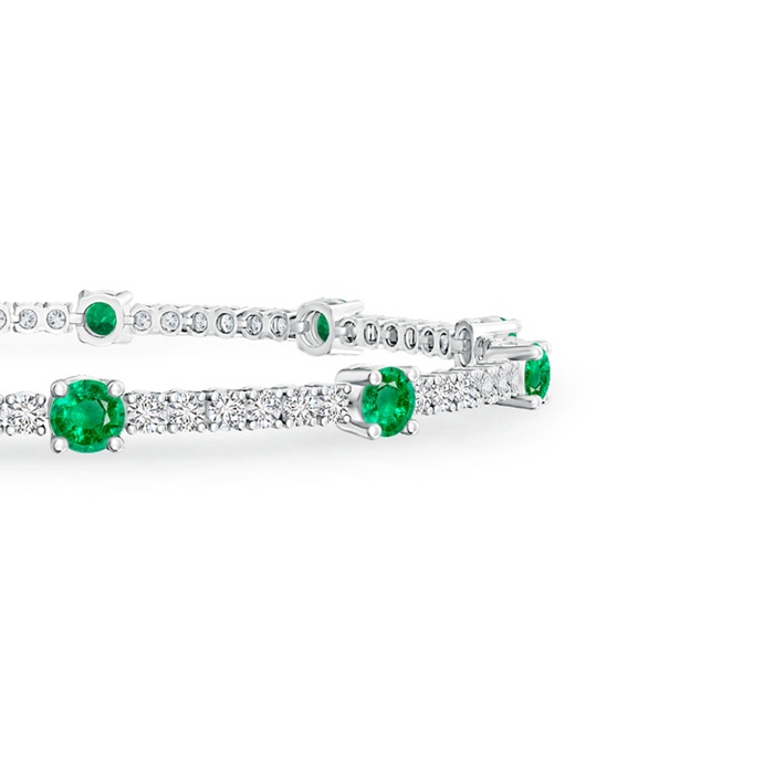 2.8mm AAA Diamond and Emerald Station Stackable Bracelet in White Gold side 1