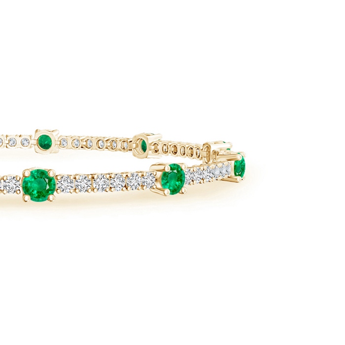 2.8mm AAA Diamond and Emerald Station Stackable Bracelet in Yellow Gold side 1