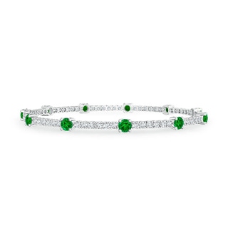 2.8mm AAAA Diamond and Emerald Station Stackable Bracelet in White Gold