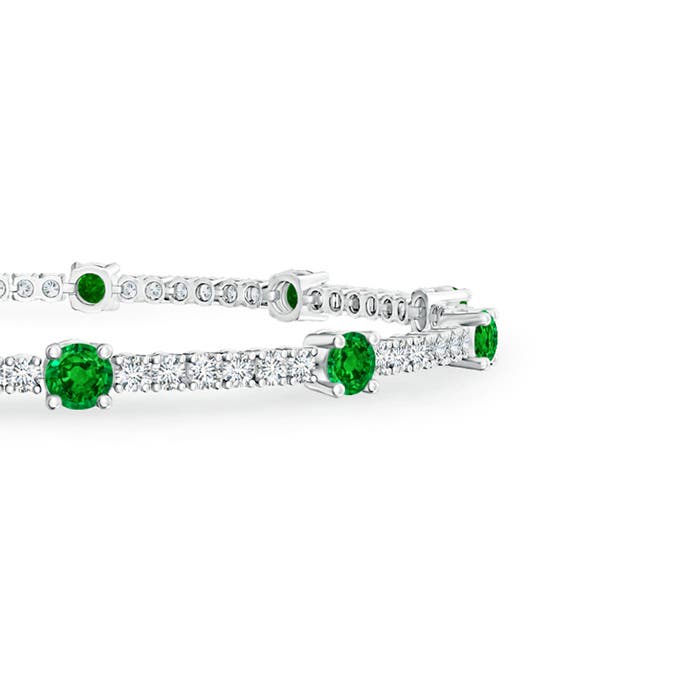 2.8mm AAAA Diamond and Emerald Station Stackable Bracelet in White Gold